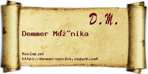 Demmer Mónika névjegykártya